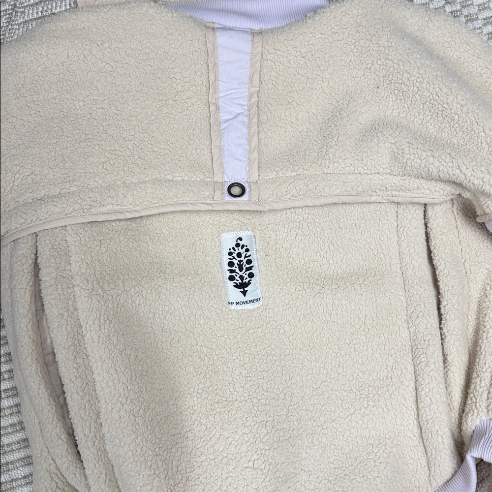 Free People movement Mountain High hoodie lilac beige fleece small - Picture 3 of 5